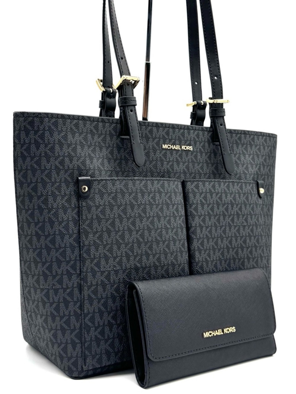 Michael Kors Jet Set Medium Pocket Tote Bag & Matching Trifold Wallet